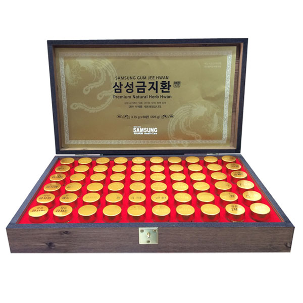 An cung ngưu hoàng hoàn Hàn Quốc tuần hoàn não hộp gỗ đen loại 60 viên